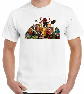 Animal T-shirt Retro Muppet White 80s 90s Retro Tee Drummer Wild Kermit Drums • £6.99