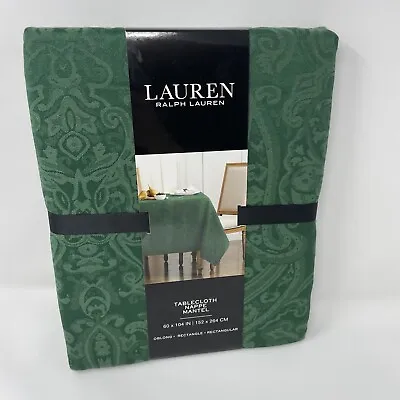 Ralph Lauren Green Christmas Tablecloth 60x104 Nappe Mantel Rectangle • $54.99