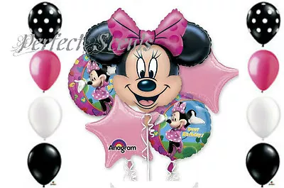  11 Piece Authetic Disney Minnie Mouse  Mylar Balloon Bouquet Made In USA • £15.08