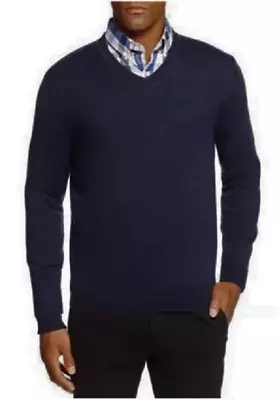 $88 The Men's  Merino Wool V-Neck Sweater Navy Size Medium • $44.98