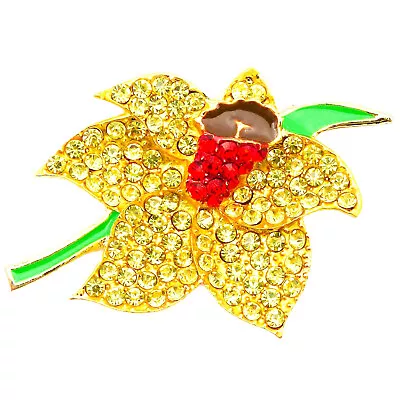 New Gold Daffodil Modern Diamante Crystal Brooches Pins Backs Bouquet Flower Lot • £6.45