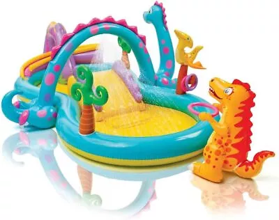 Intex Dinoland Backyard Play Center Kiddie Inflatable Swimming Pool With Slide • $43.98