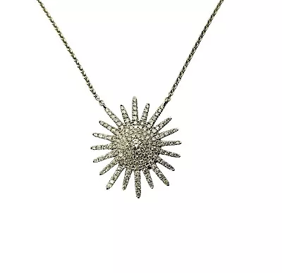18 Karat White Gold And Diamond Starburst Necklace #12031 • $995