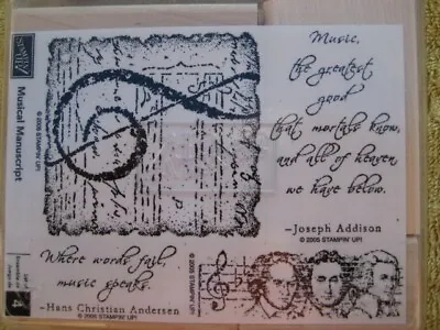Set Of 4 Rubber Stamps Stampin’ Up! “Musical Manuscript” Music Notes Composers • $19.61