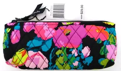 New NWT Vera Bradley Hilo Meadow Floral Brush & Pencil Cosmetic Case Black Pink • $24.99