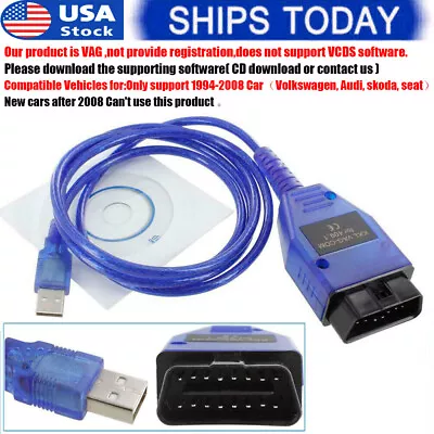 $9.75 • Buy For VW For Audi VAG-COM OBD2 KKL CH340 409.1 Interface Cable Test Line AUB