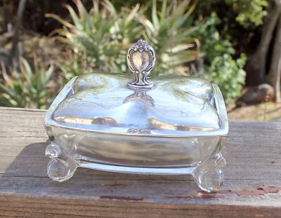 1847 Rogers Brothers IS Square Footed Glass And Silver Candy Dish • $25