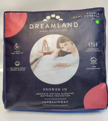 Dreamland DOUBLE Electric Heated Blanket Cotton Mattress Protector Dual Control • £89