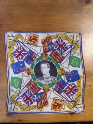 £15 • Buy King Edward VIII 1937 Coronation Commemorative Silk Handkerchief VINTAGE