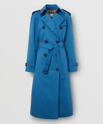BURBERRY - Waterloo Trench Coat - Long Blue Cotton 6UK 4US 34FR New&Tags • $1919.71