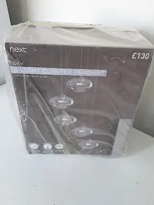 £130 • Buy Brand New Sky 5 Light Cluster Pendant Ceiling Light Tinted Grey Blue Glass