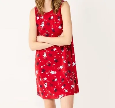Celebrate Women's RED STARS Sleeveless Swing Dress XLARGE New! Adorable! • $16.16
