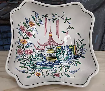 Portugal Pagoda Garden Serving Bowl Lenwle Ardalt Artware Hanging Hand Painted • $19