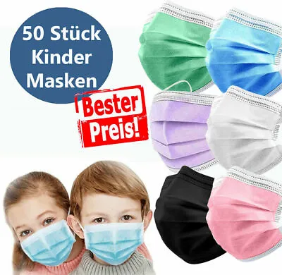 50x 3Layer Disposable Child Face Masks Children's Surgical Mask Protective Kid • £6.10