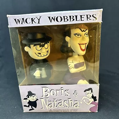 Vintage Funko Wacky Wobblers Boris & Natasha Bobble Head 2003 Cartoon Characters • $39.95