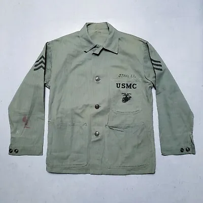 WW2 40s USMC P-41 HBT 3 Pocket Jacket Named Herringbone Twill Army RARE • $350