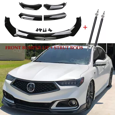 For Acura TLX A-Spec Gloss Black Front Bumper Lip Splitter Spoiler+ Strut Rods • $84.99