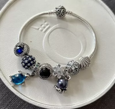 Authentic Blue Themed Pandora  Bangle With 8 Charms • $250