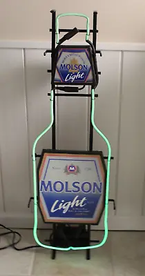 Vintage Molson Light Bottle-Shaped Neon Beer Sign 1993 • $219