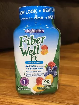 Vitafusion Fiber Well Fit Sugar-Free Gummies Peach/Berry 90 Ct EXP 03/2025 • $17.95