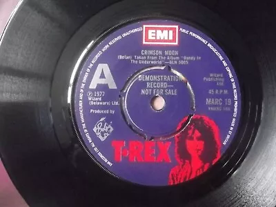 Marc Bolan /T.Rex Demonstration Vinyl 7- Inch Record 'Crimson Moon' 1977 • $19.91