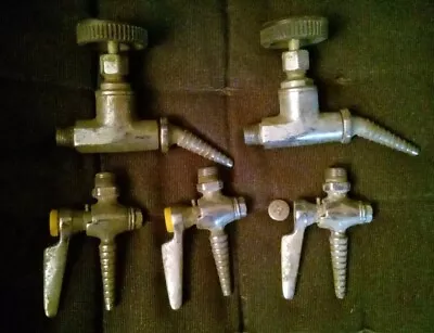 Lot Of 5 Vintage Laboratory Gas Valves W/serrated Nozzle Faucet Knobs  • $50