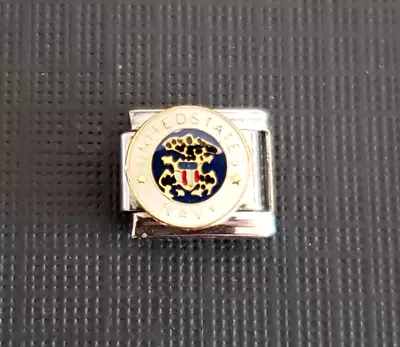 Italian Uberry Charm UNITED STATES NAVY EMBLEM Link Stainless Steel Enamel 9mm • $7.95