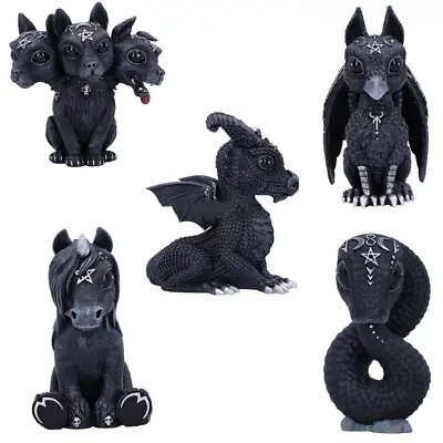 Cult Cuties Dog Cerberus Black Dragon Figurine Ornament Gothic Garden Home Decor • $15.99