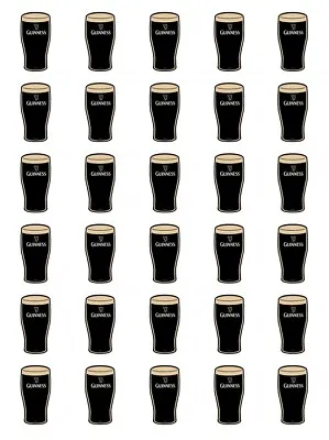 Edible Guinness Glass X 30 Cupcake Toppers Edible Wafer Paper Fairy Cake Toppers • £2.70