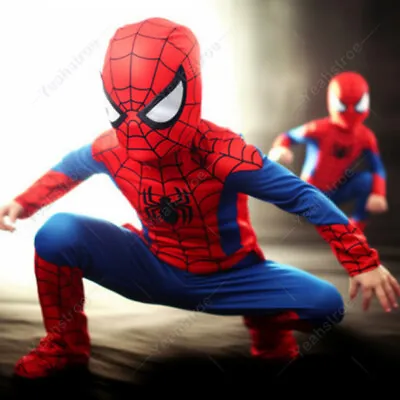 Spiderman Kids Baby Boys Fancy Dress Jumpsuit Cosplay Costume Bodysuit 3-7 Age • £5.82