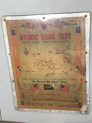 1946 US Navy Atomic Bomb Test Certificate James Mansfield U.S.S. Shangri La • $168.75