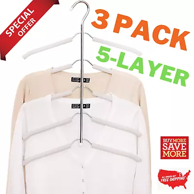 3 Pack 5 Layer Blouse Tree Hangers Multi-Layer Clothes Hangers Non Slip Space • $39.99