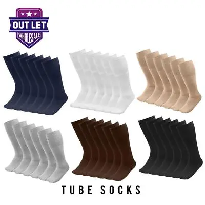 6-12-18 Pairs Men's Tube Socks Over The Calf Sports Cotton Socks Big & Tall • $17.49