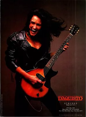 1996 VINTAGE 8X11 PRINT Ad For D'AQUISTO Guitar Strings WITH SEXY SHAUNA X • $9.95