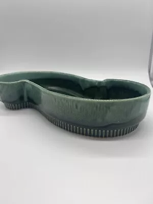 Vintage USA Pottery #781 Green S Shaped Dripped Glazed Planter • $42