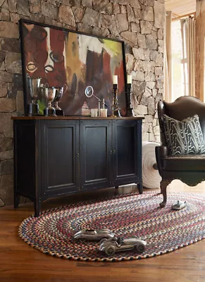 $84 • Buy Capel Rugs St. Johnsbury Wool Heavy Double Braid Country Black Multi Braided Rug
