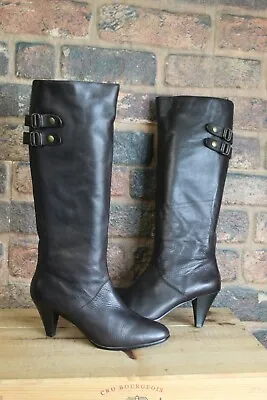 £18 • Buy Brown Leather Mid Heel Boots Size 6 / 39 By Red Herring Used Condition