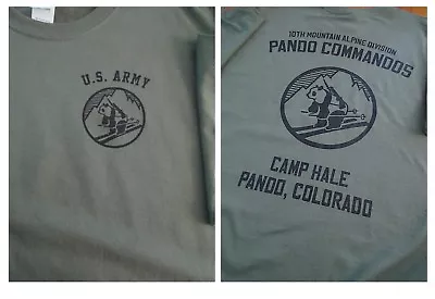 10TH MOUNTAIN Alpine PANDA COMMANDOS Camp Hale T-Shirt LARGE Army USA Printed • $21.99