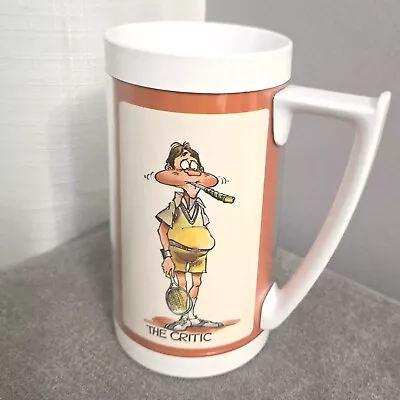 Vtg Tennis Player Cup Insulated Mug Humorous Thermo Serv Critic Over Matched  • $15