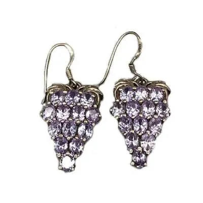 Bunch Of Grapes Moroccan Silver Crystal Earrings - Handmade In Morocco • $58