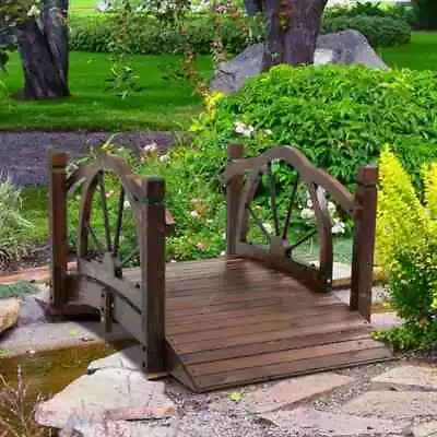 Outdoor Garden Path Lawn Pond Bridge Decorative Arc Footbridge Safety Guardrail • £101.99