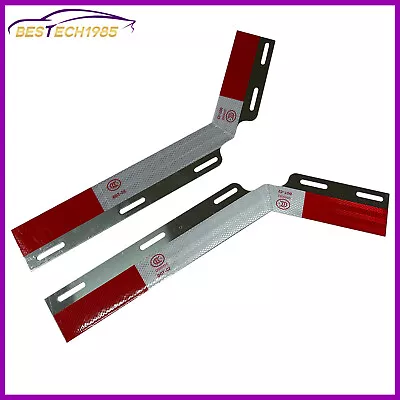 New Pair Semi Truck Angled Reflector Strips Mud Flap Hanger Aluminum Alloy Plate • $15.56