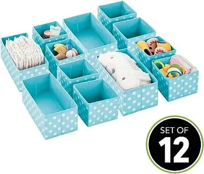 MDesign Set Of 12 Wardrobe Storage Bins Multipurpose Kid's Bedroom Storage Boxes • £10