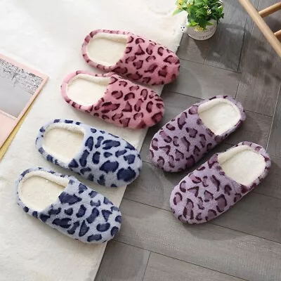 Women Men Slippers Leopard Printed Furry Shoes Non-slip Bathroom Slippers Couple • $9.85