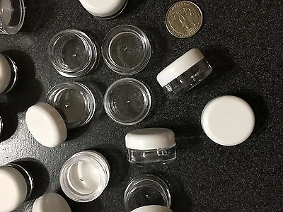 Cosmetic Jars Empty Beauty Lip Balm Containers 5 Gram 5 Ml White Caps (50) 5033 • $30.95