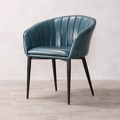 Blue Faux Leather Chair Dining Chair Restaurant Seating Cafe Furniture • £185