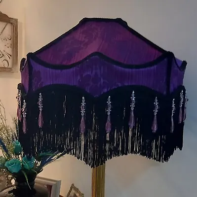 Luxurious Bespoke  17  Standard Lampshade Purple Brocade Damask Fabric Unique • £145