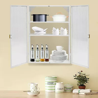 Kitchen & Bathroom Haze Double Glass Door Wall Cabinet With Detachable Shelves • $119.99