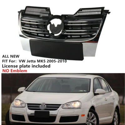 $69.78 • Buy Fit For VW Jetta MK5 2005-10 Front Bumper Radiator Center Grille W/ Chrome Grill