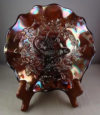 Millersburg Carnival Glass Big Fish Amethyst Ruffled Bowl - Super • $395